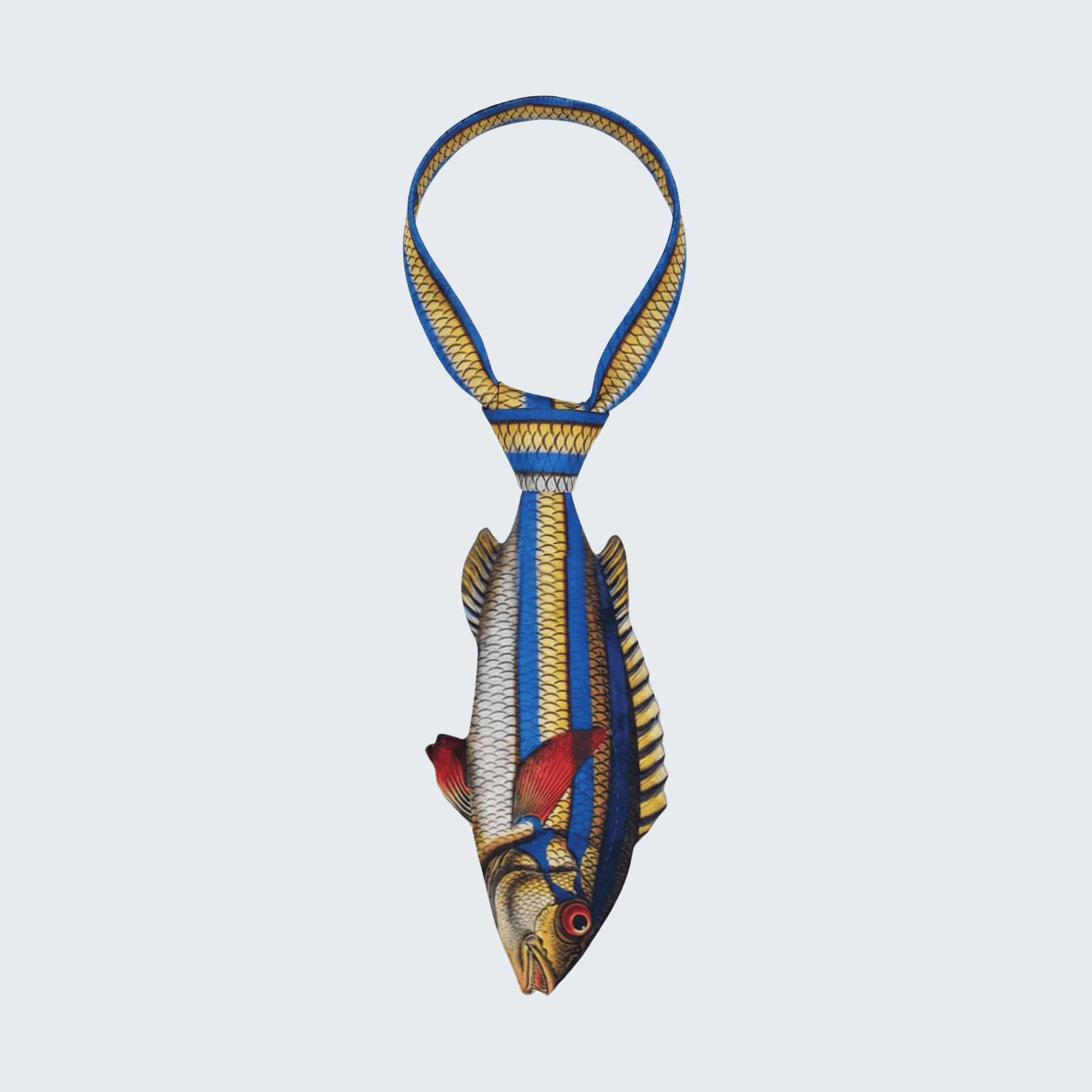 WonderKnot© Blue Yellow Striped Fish Tie