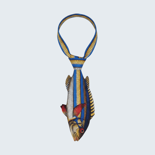WonderKnot© Blue Yellow Striped Fish Tie